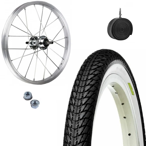 FRONT WHEEL 16X1.75 + BLACK WHITE TYRE + 16” BABY BIKE CAMERA