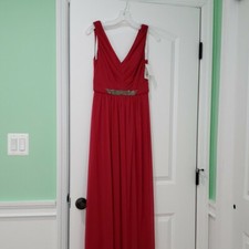 davids bridal red bridesmaid dress