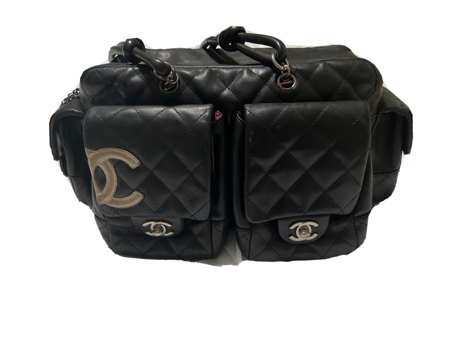 Authentic CHANEL Cambon Reporter bag purse Quilted Sachel Needs Repairs