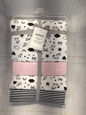 Carters Baby Girl 4 Pack Flannel Receiving Blankets Hearts Stripes Pink 40x30