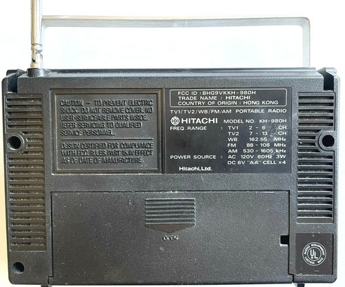 VINTAGE HITACHI KH-980H FM/AM/TV/WEATHER MULIT BAND PORTABLE RADIO AC/BATTERIES - Picture 6 of 7