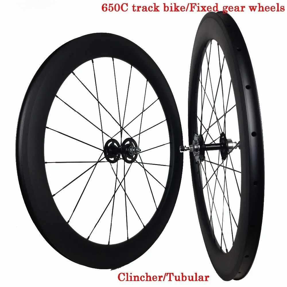 650C Track Bike Carbon Fiber Wheelset 50mm Deep 23mm Width