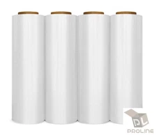 4 Rolls 80 Gauge Cast Hand Stretch Wrap 18" x 1500' Plastic Bundling Shrink Film