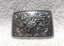Silver Small Bucking Bronco Belt Buckle Very Good Condition