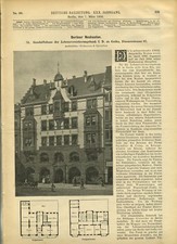 1896 Deutsche Bauzeitung # 20 Berliner Neubauten : Berlin , Zimmerstrasse 87