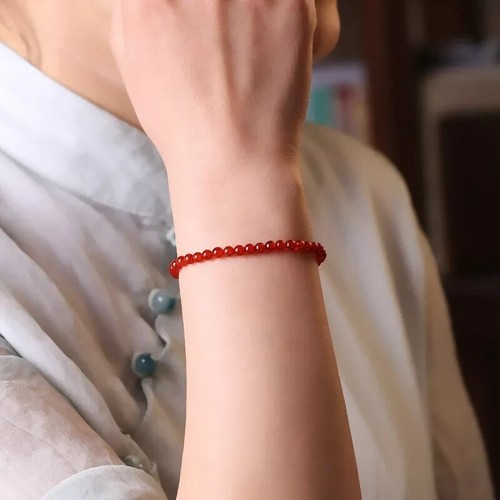 Handmade Red Agate Tiny Bead Dainty Bracelet Healing Carnelian Bracelet Minimali
