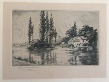 Original Etching by George Huardel-bly, Signed