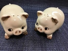 OTAGIRI big fat PIGS SALT & PEPPER SHAKERS vtg OVERSIZE never used TAGS ATTACHED