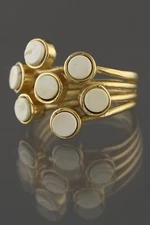 Royal WHITE Genuine BALTIC AMBER Gold Plated Silver Adjustable Ring 4.6g 20713-4