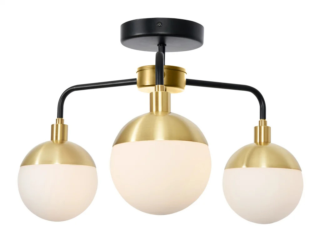 Bathroom Light Black Lille 3 IP44 Satin Brass & Opal Glass Spa SPA-35814-BLK