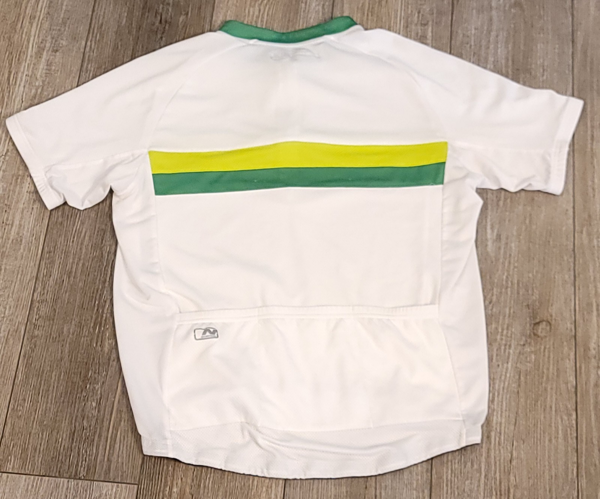 Nishiki L Bike Cycling Jersey WHITE/GREEN Mens 1/4 Zip Pockets