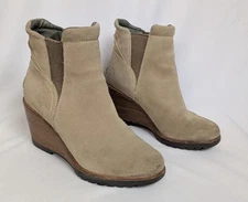 SOREL sz. 7 Boots After Hours Casual Chelsea Wedge Bootie Brown Tan Leather
