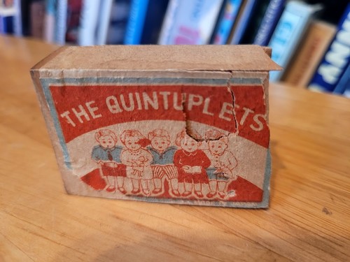 VINTAGE 1930'S SET OF BISQUE QUINTUPLETS 2-1/8" DOLLS made in Japan IN BOX