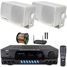 Pyle PT260A Display Radio Receiver, 2x 3.5'' 200W 3-Way Speakers, Mic System
