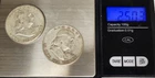 Circulated Benjamin Franklin 1950 & 1961 Silver Half-Dollars