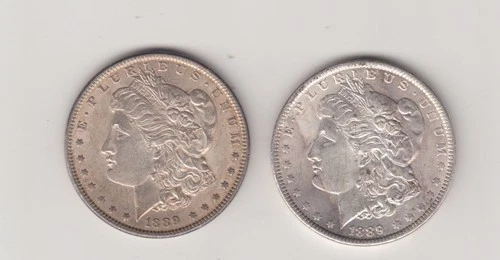 U.S           *  (2)  1889  MORGAN DOLLARS  -   XF+ / AU   *