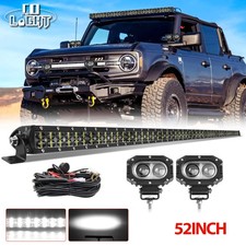 For Ford Bronco 21-24 2-row 52 Led Light Bar Roof 2x 4 Pods Work Lamp Wire