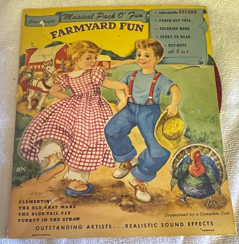 vintage oh Susanna and farmyard Fun Paper Toy Book w/ Record 1950