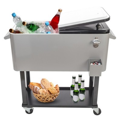 Yescom 80 QT Rolling Cooler Portable on Wheel Beverage Cart Patio Bar Party Pool