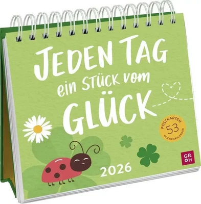GROH VERLAG Postkartenkalender 2026: Jeden Tag ein Stück vom Glück Julia Buck Kalender 2026