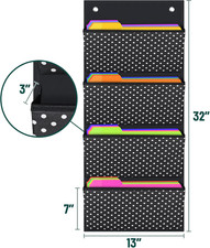 Storage Pocket Chart Hanging File Organizer Wall Mount, Over The Door Organiz...