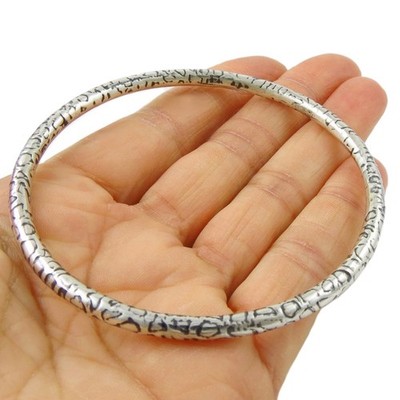 Animal Print 925 Sterling Silber Armreif groß gepunzt Röhrenarmband