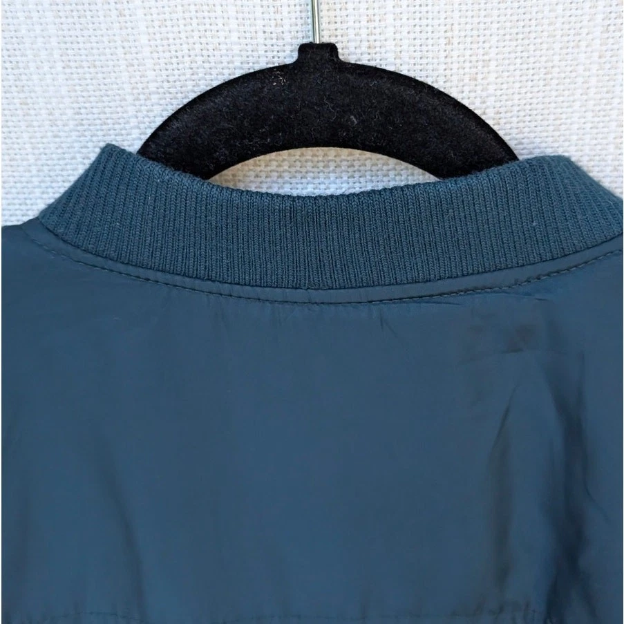 Anthropologie HEI HEI Teal Crewneck Bomber Full Zip Jacket, size M - Image 4 of 4