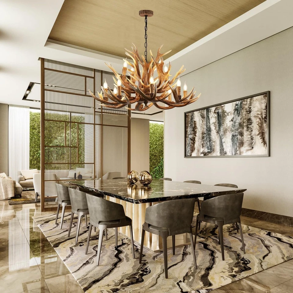 Farmhouse Antler Chandelier 12-Light, Lagre Rustic Antler Light Fixtures, 22 ... - Image 4 of 4