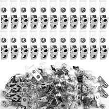 200 Pack Metal Badge Clips with Clear PVC Straps Double Hole ID Badge Clips for