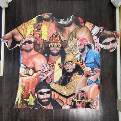 WWE Macho Man Randy Savage All Over Graphic Print Pic Collage T Shirt Mens 4XL 