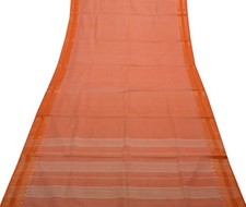 Sushila Vintage Peach Saree 100 Pure Cotton Woven 5 Yard Sari Craft Fabric
