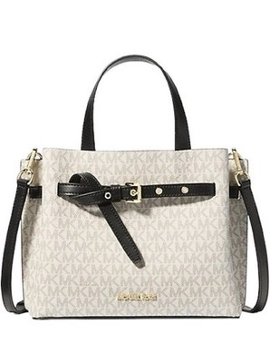 Michael Kors Emilia Small Pebbled Leather Satchel NEW Van/Black