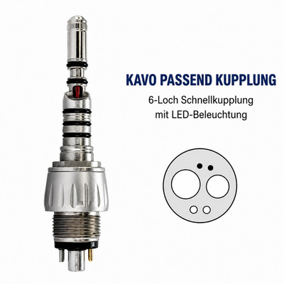 Turbinenkupplung für KaVo Multiflex Anschluß mit LED Kupplung Licht Turbine