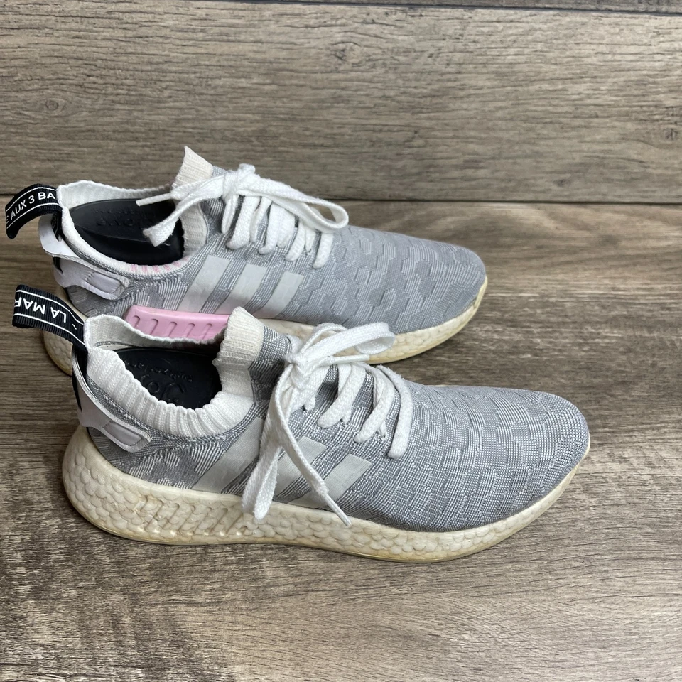 Adidas NMD R2 Primeknit BY9520 Mujer 8 Zapatos para Correr Blanco Negro Rosa Tenis Foto 4 de 4