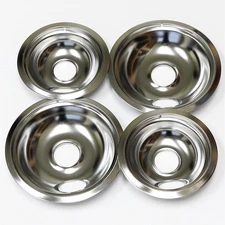 CP1 Range Stove Chrome Drip Pans Burner Bowls Set 2/ 6" 2/ 8"