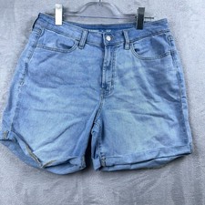 Old Navy Women s High Rise Wow Jeans Denim Shorts Rolled Cuff Blue Size 12