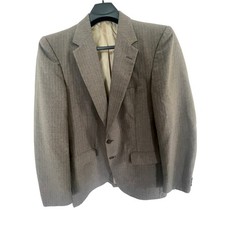 Johnny Carson Pinstripe Blazer Mens 42R Brown Good Vintage Two Button Sport Coat