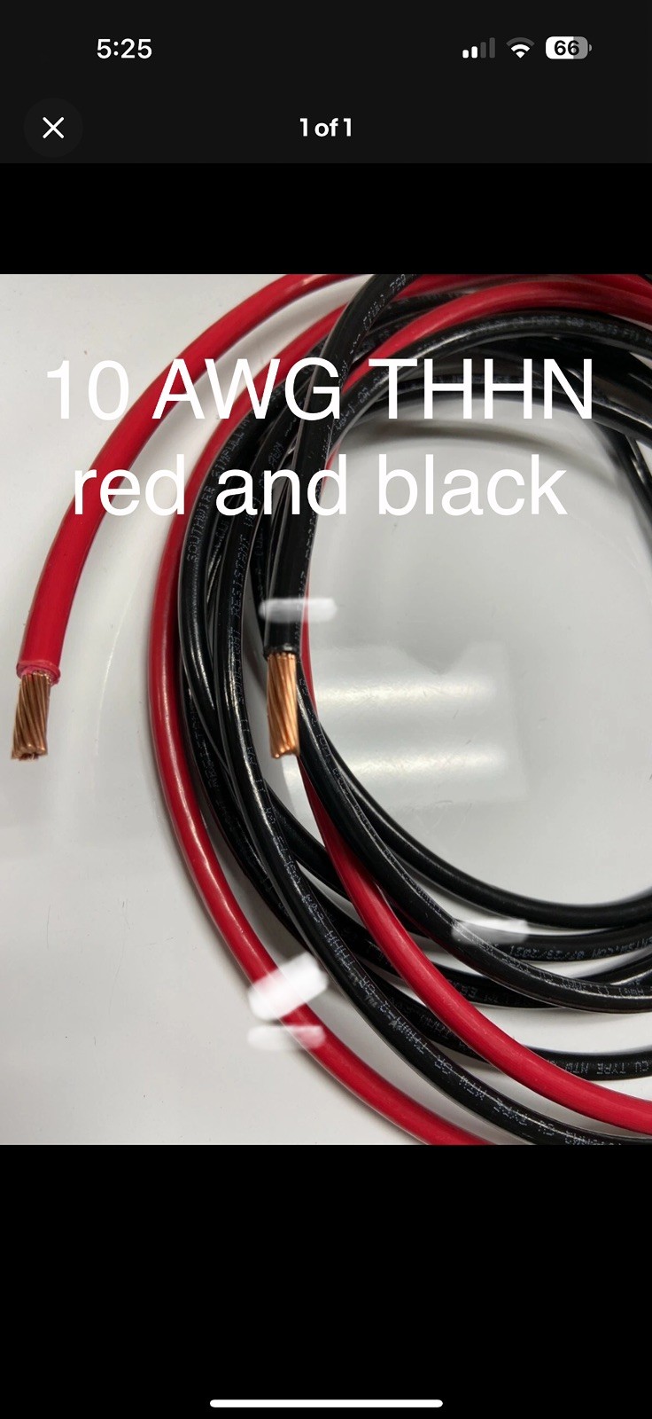 10 GAUGE THHN THWN WIRE BLACK,RED 50 FEET EA THWN 600V COPPER STRANDED
