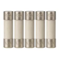 T6.3A Ceramic Fuse, 5X20Mm/0.2X0.79Inch 6.3A 250V Slow-Blow Time Delay Fuses - D