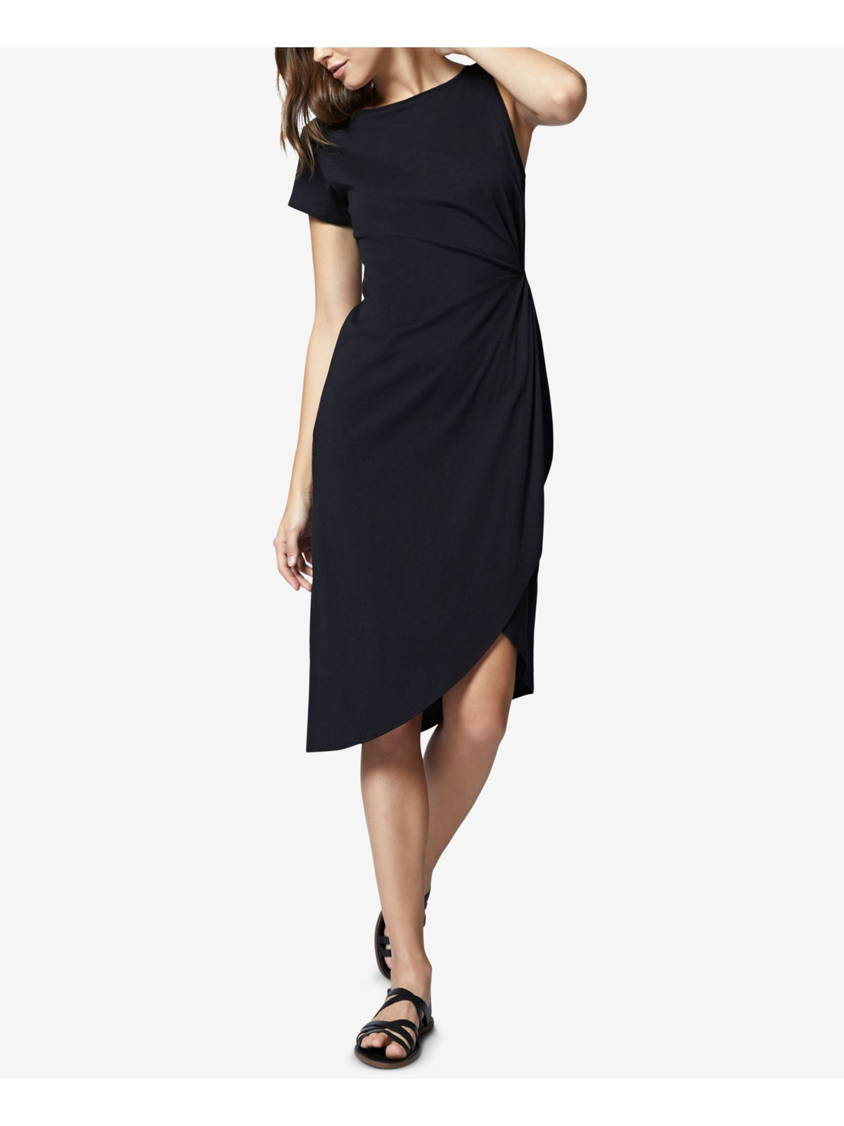 SANCTUARY Womens Black Asymmetric Sleeveless Jewel Neck Midi Dress M