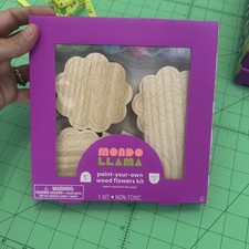 Mondo Llama Paint Your Own Wood Flowers Kit paint brushes included