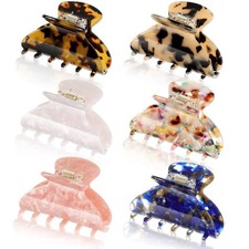 6 Pieces Medium Hair Claw Clips for Thin Hair 2.6 Inch Tortoise Shell Clip Ba...