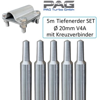 Ø20mm Tiefenerder V4A Edelstahl Erder - optionale Auswahl - SDS Max Schlagkopf