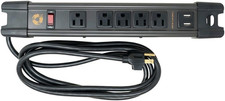5 Outlet All-Metal Magnetic Power Strip with 2.4A USB, N35 Magnets, 8 Foot Cord