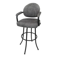Tobias Designs 34" Fabric Swivel Extra Tall Bar Stool in Trendy Pewter and Black
