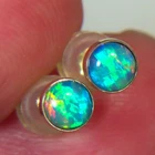 5mm STUD COOBER PEDY OPAL 14k YELLOW GOLD EARRINGS HT OCA19454
