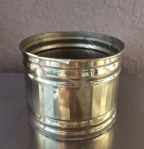 Beautiful! Brass Planter 6.5"x5" Made In Usa Lined Design - Picture 5 of 10