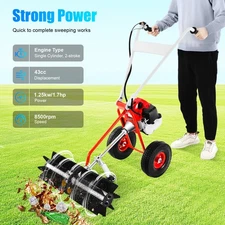 1.7hp Gas Power Walk Behind tractor dirt snow Sweeper Broom Driveway Walkway USA
