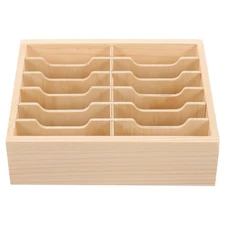 VILLCASE 12 Grids Cell Phone Storage Box: Wooden Holder - Multi-Compartment C...