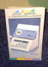 Design Calculator With Clock And Letter Opener Vintage 80s Collectible Blue.